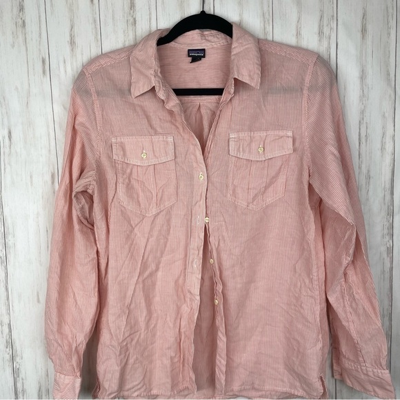 Patagonia red and white striped button down Medium - Picture 4 of 6